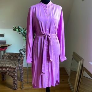 Purple button down long sleeve midi dress